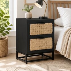 Two Drawer Side Table 40x30x50 cm Industrial Bedside Cabinet