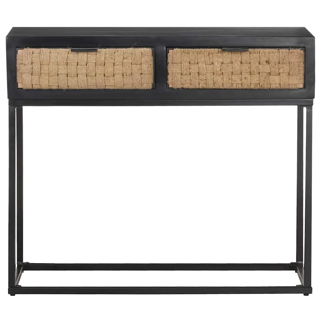 Console Table Industrial Style Solid Mango Wood 90x35x76 cm Black