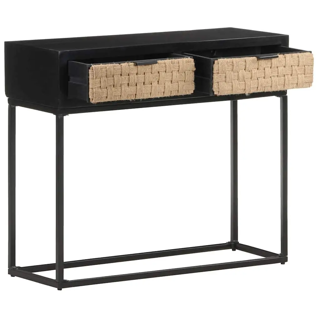 Console Table Industrial Style Solid Mango Wood 90x35x76 cm Black