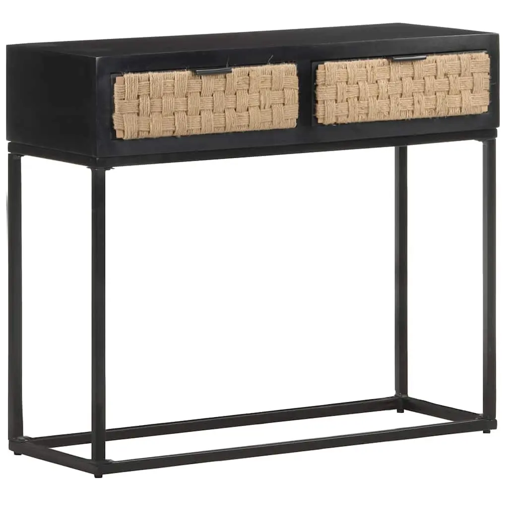 Console Table Industrial Style Solid Mango Wood 90x35x76 cm Black