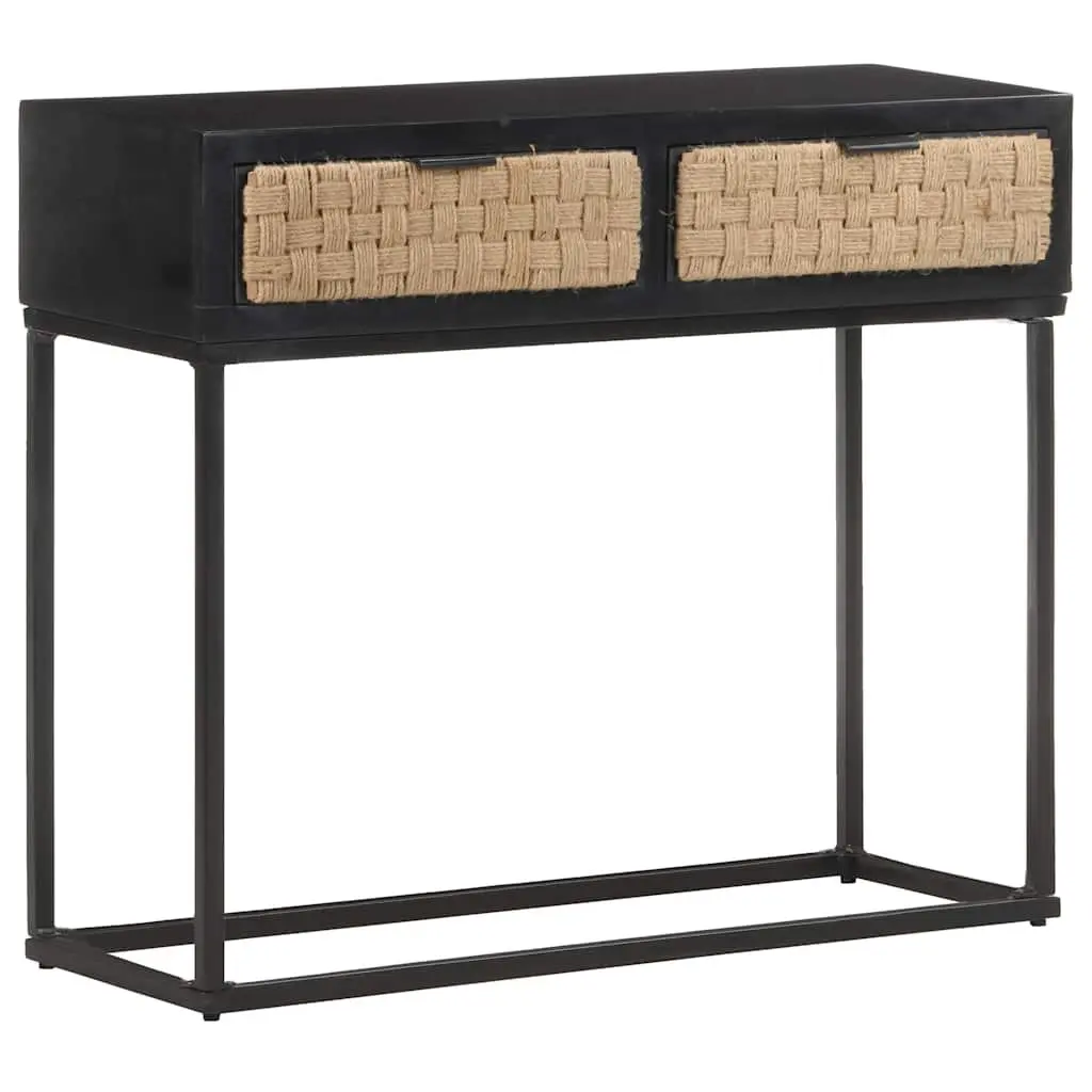 Console Table Industrial Style Solid Mango Wood 90x35x76 cm Black