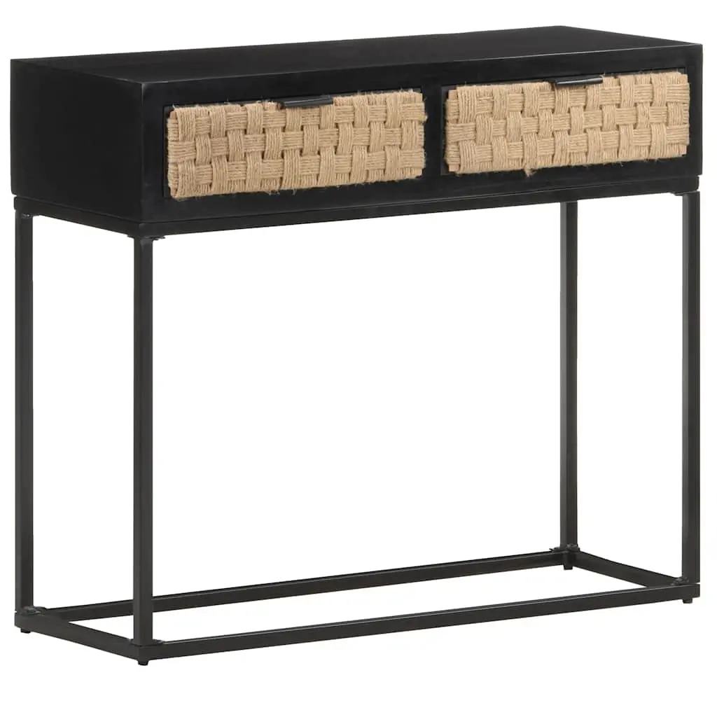 Console Table Industrial Style Solid Mango Wood 90x35x76 cm Black