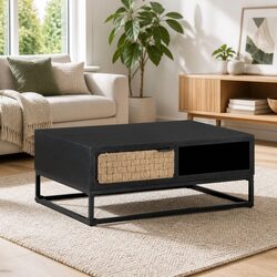 Industrial Coffee Table 90x60x35cm with Storage Door