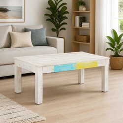Coffee Table Solid Mango Wood 110x60x45 cm Whitewash