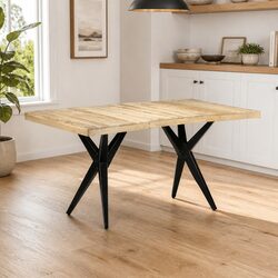 Dining Table with Powder-Coated Steel Frame 160x80x76 cm
