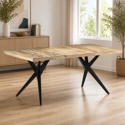 Sturdy Brown Mango Wood Dining Table 180x90x76 cm