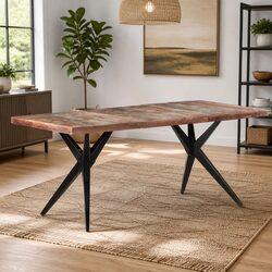 Reclaimed Wood Dining Table 180x90x76cm with Steel Frame