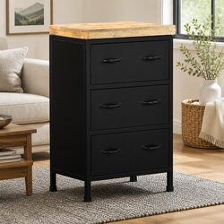 Brown Storage Cabinet 47x35x76 cm with 3 Drawers