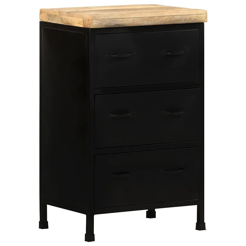 Brown Rustic Wood Storage Sideboard with 3 Drawers 47x35x76 cm Industrial Style Cabinet