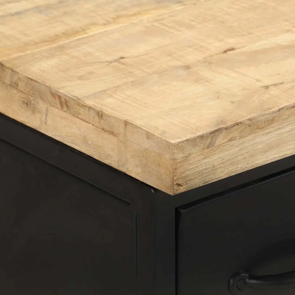 Brown Rustic Wood Storage Sideboard with 3 Drawers 47x35x76 cm Industrial Style Cabinet