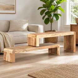 Industrial-Style Lowboard TV Cabinet in Solid Acacia Wood