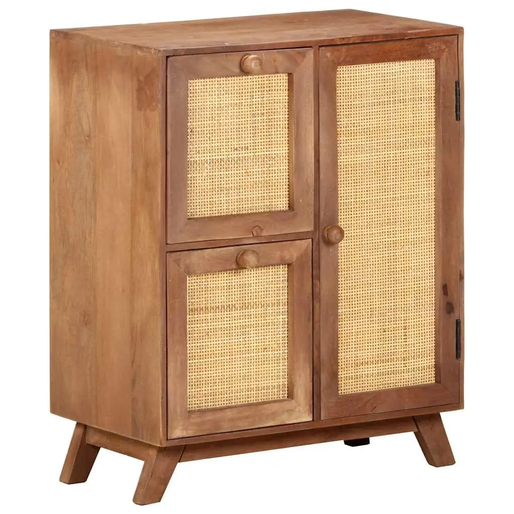 Sideboard Solid Mango Wood Brown Storage Cabinet with Drawers and Door
