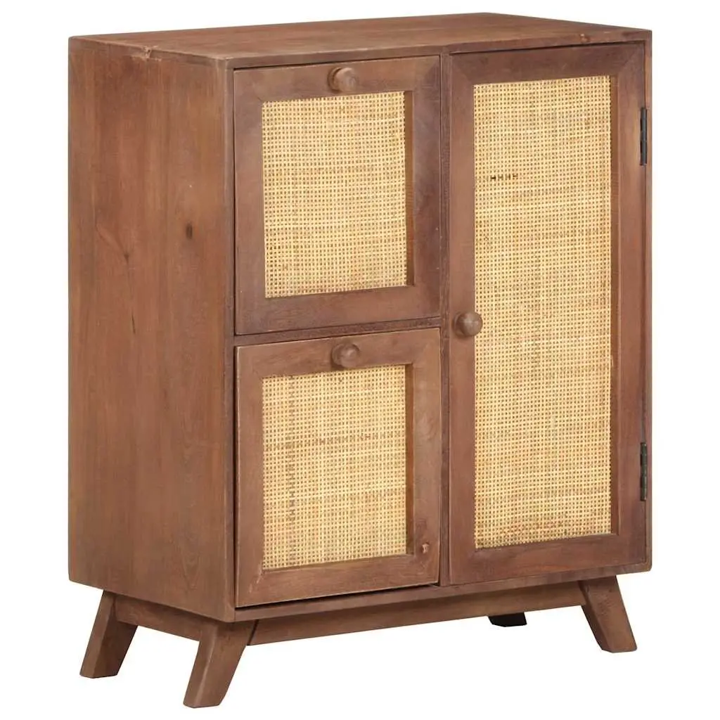 Sideboard Solid Mango Wood Brown Storage Cabinet with Drawers and Door