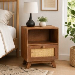 40x30x50 cm Solid Mango Wood Nightstand with Drawer