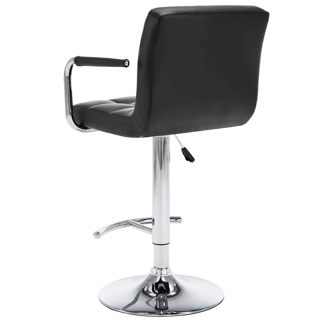 Bar Stools Adjustable Height Black Faux Leather 2 Piece Set