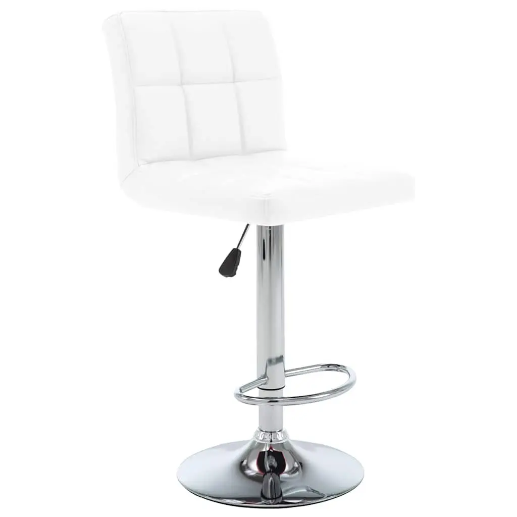 Bar Stools 2 pcs White Faux Leather Adjustable Height Gas Lift Chromed Steel