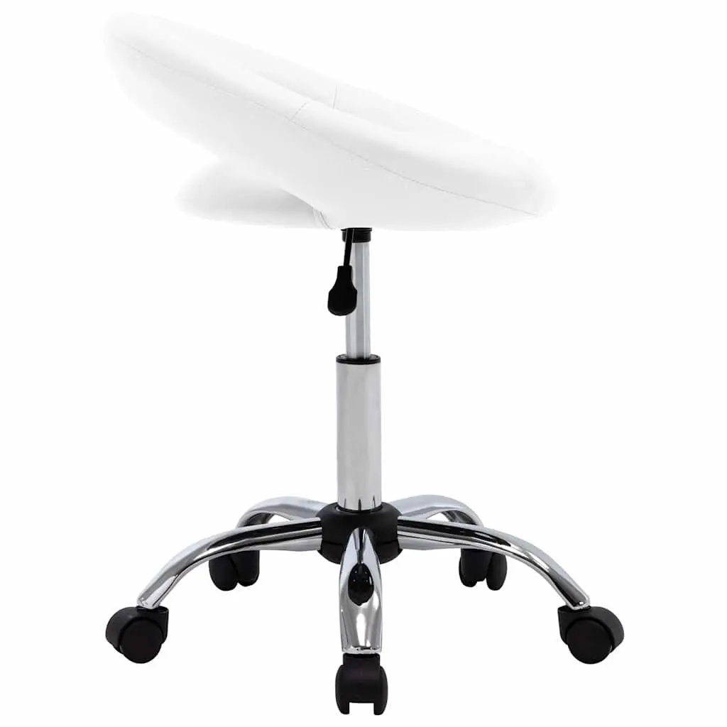 Office Chair Adjustable Height White Faux Leather Padded Backrest Swivel