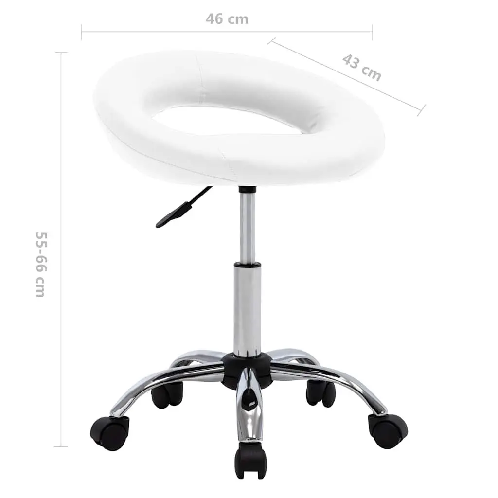 Office Chair Adjustable Height White Faux Leather Padded Backrest Swivel