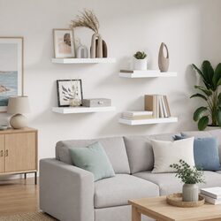 White Floating Wall Shelf with Invisible Mounting System