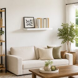 White High Gloss Floating Wall Shelf with Invisible Mounting