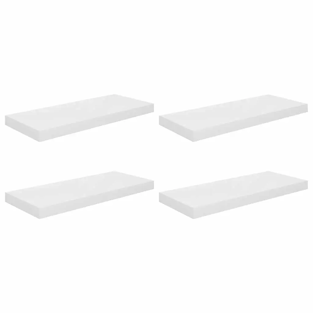 Floating Wall Shelves Invisible Mounting System 60 x 23.5 x 3.8 cm White High Gloss 4 Piece