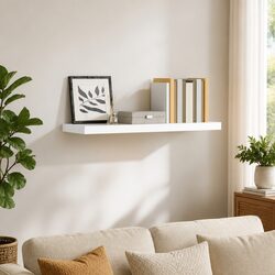 Floating Display Shelf in High Gloss White MDF