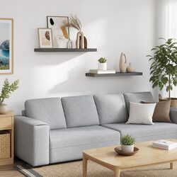 Floating Wall Shelves Set of 2 in High Gloss Grey