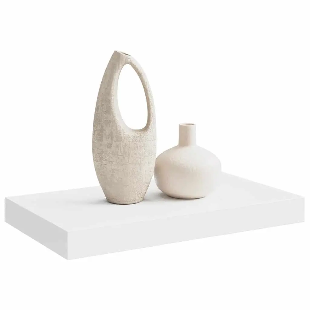 Floating Wall Shelf White Modern Home Storage Organizer 40x23.5cm