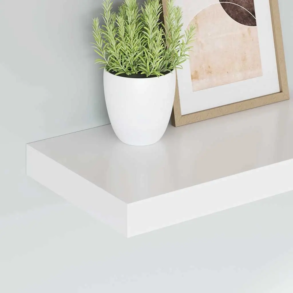 Floating Wall Shelf White Modern Home Storage Organizer 40x23.5cm