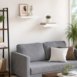 Floating Wall Shelves Set of 2 in White for Displaying