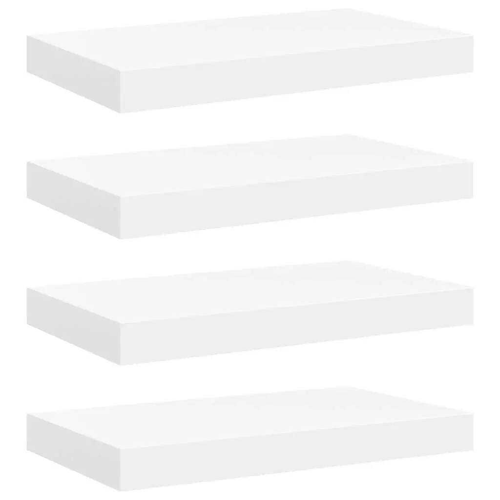 Floating Wall Shelves Set 4 Piece Invisible Mounting System White Display Storage Ledges