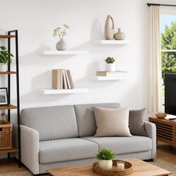 4-Piece Floating Shelves Set - White Display Rack
