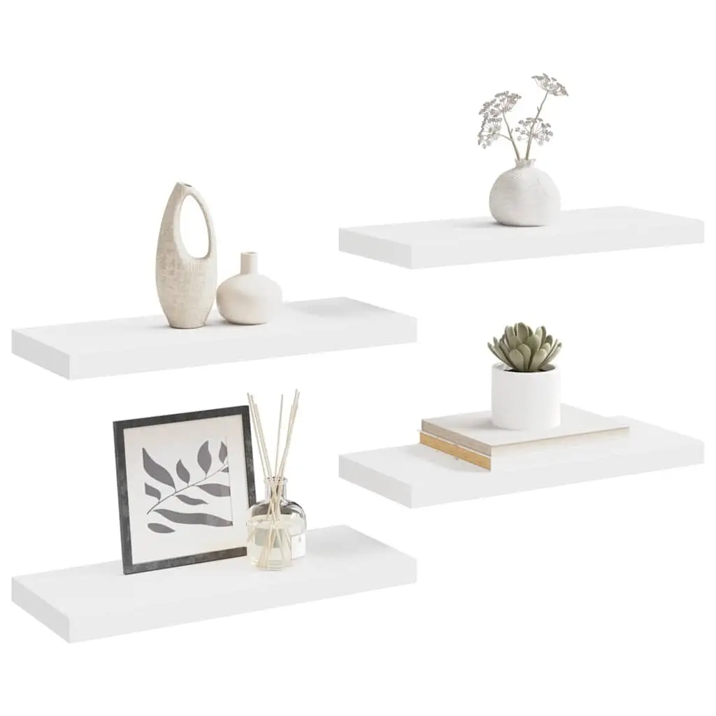 Floating Wall Shelves 4 Piece Set White Display Ledge Storage Organizer Decor