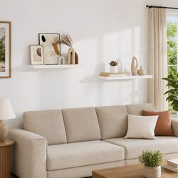 Modern Design Floating Wall Shelves, Set of 2 White
