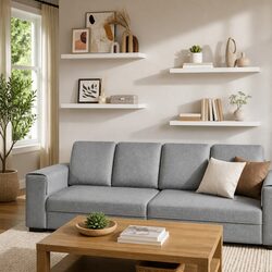 Floating Wall Shelves Set of 4, White Honeycomb MDF