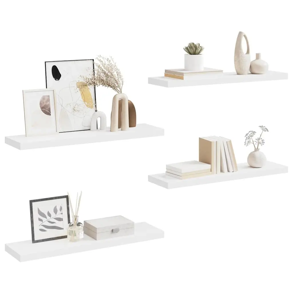 Floating Wall Shelves Invisible Mounting 90 x 23.5 x 3.8 cm White 4 Piece Set
