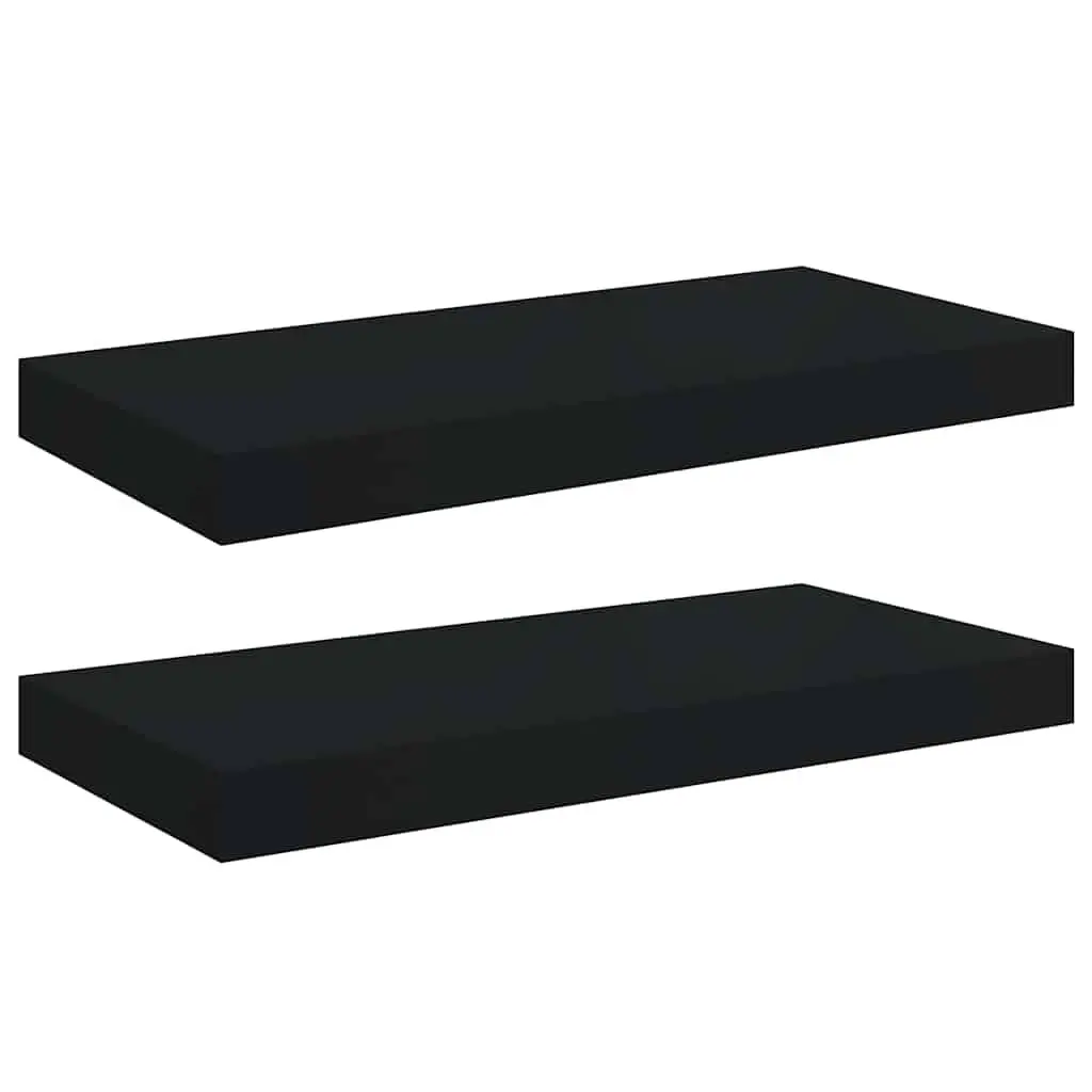 Floating Wall Shelves Convenience Feature 50x23.5x3.8 cm Black 2 Piece