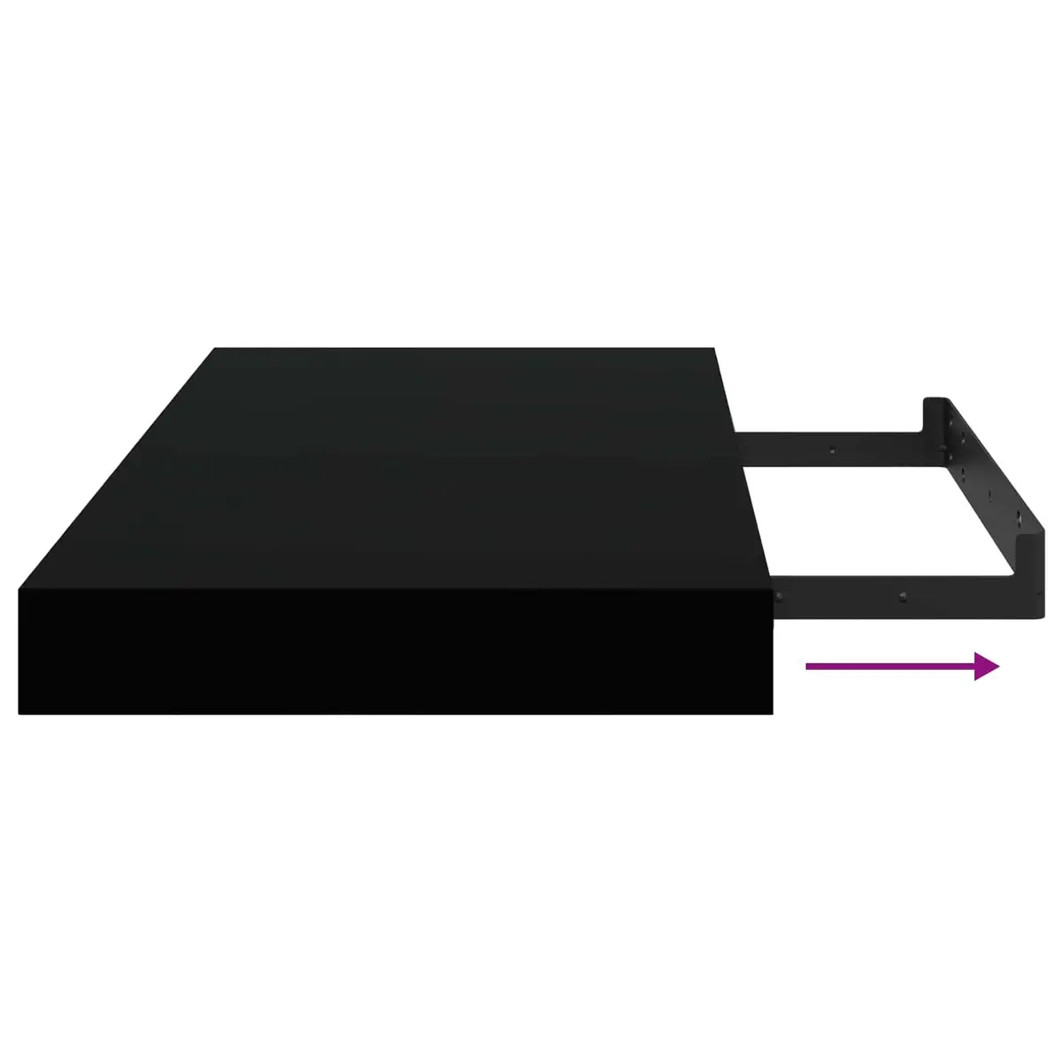 Wall Shelves Set Black Floating Display Shelves Modern Home Storage 50 x 23.5 x 3.8 cm