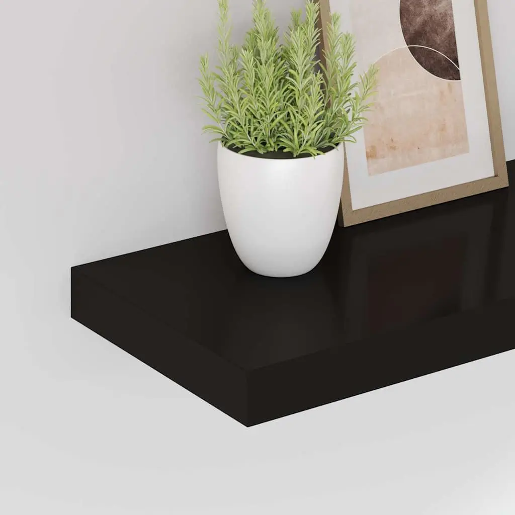 Wall Shelves Set Black Floating Display Shelves Modern Home Storage 50 x 23.5 x 3.8 cm