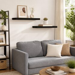 Wall Display Shelves Black Floating Shelves Set of 2