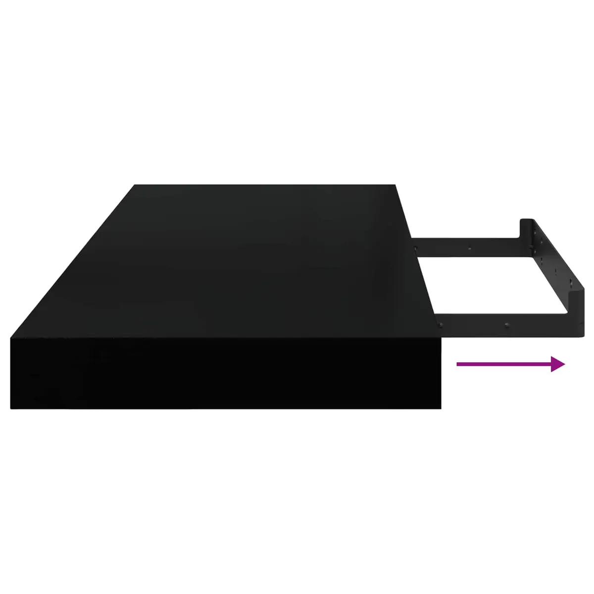 Floating Wall Shelves Invisible Mounting System 60x23.5x3.8cm Black 2 Pieces