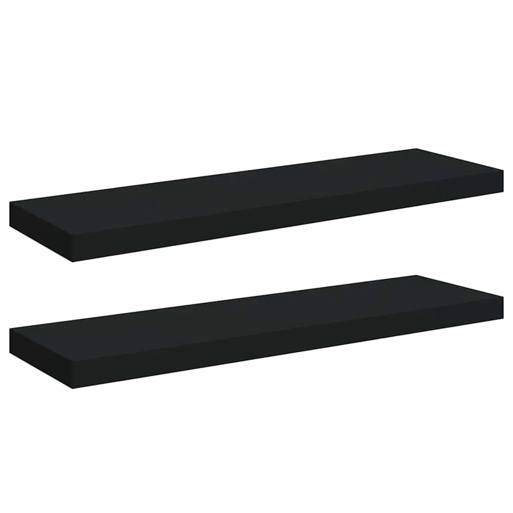Wall Shelves Invisible Mounting System 80x23.5x3.8 cm Black 2 Piece Display Ledge Home Decor