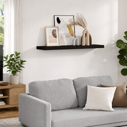 MDF Floating Wall Shelf with Metal Frame, Black 90x23.5cm