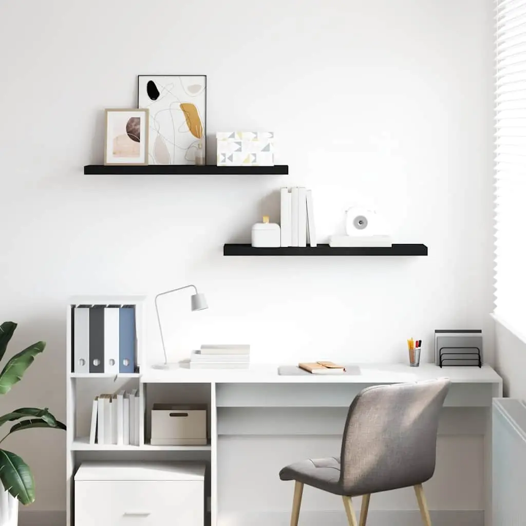 Floating Wall Shelves Invisible Mounting System 90x23.5x3.8 cm Black 2 Piece