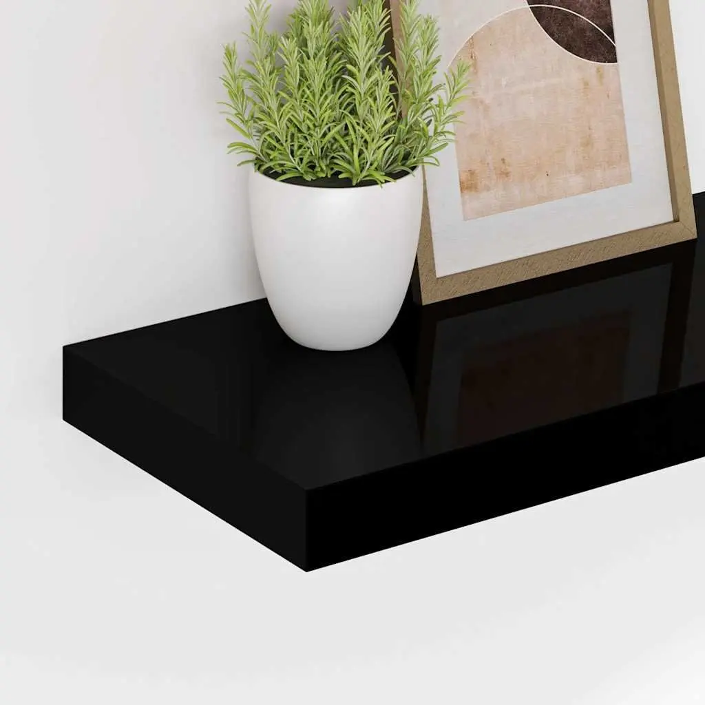 Floating Wall Shelves Invisible Mounting System 90x23.5x3.8 cm Black 2 Piece