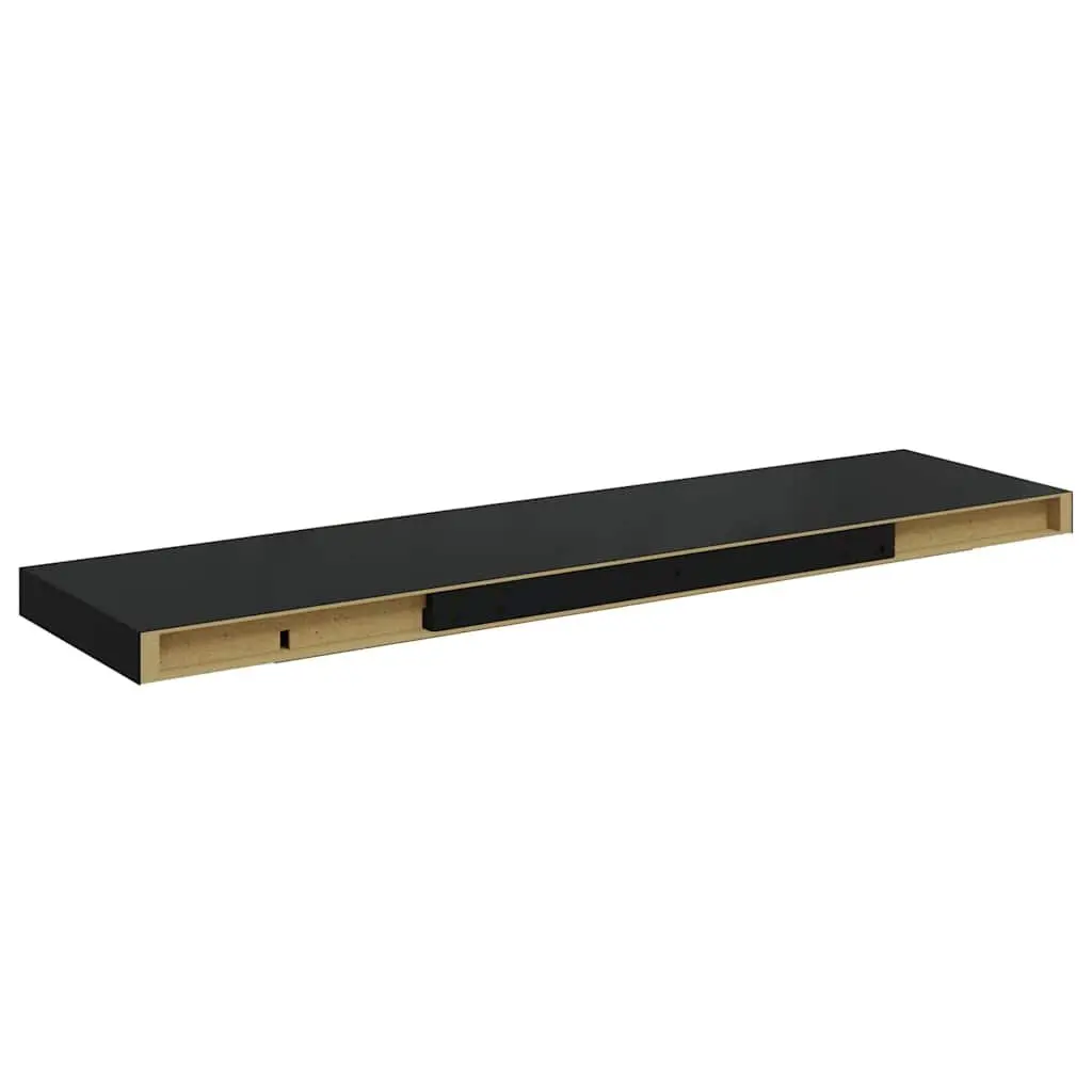 Floating Wall Shelves Invisible Mounting System 90x23.5x3.8 cm Black 2 Piece