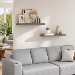 Floating Wall Shelves Set of 2 Grey 80x23.5x3.8 cm