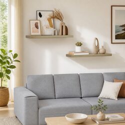 2-Piece Brown Floating Wall Shelves with Invisible Mounting