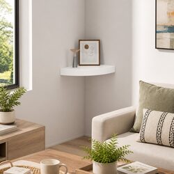 High Gloss White Floating Corner Shelf for Display Storage