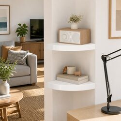 Corner Wall Shelves in White High Gloss Finish